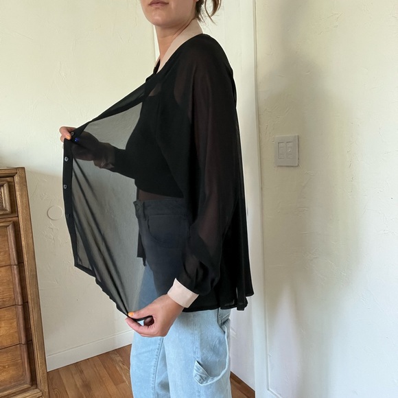 Ssemienne Sheer Black Button Down - Picture 6 of 10